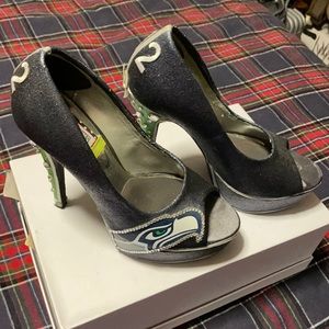 Seahawks blingy hand painted platforms